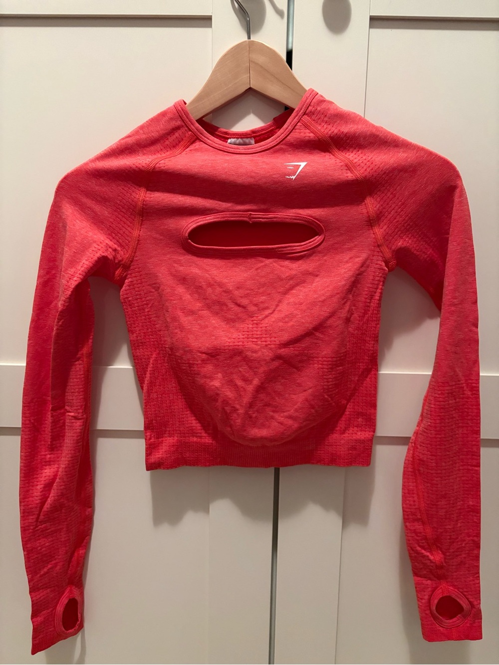 Gymshark Coral Seamless Long-Sleeve Crop Top with Front Cutout